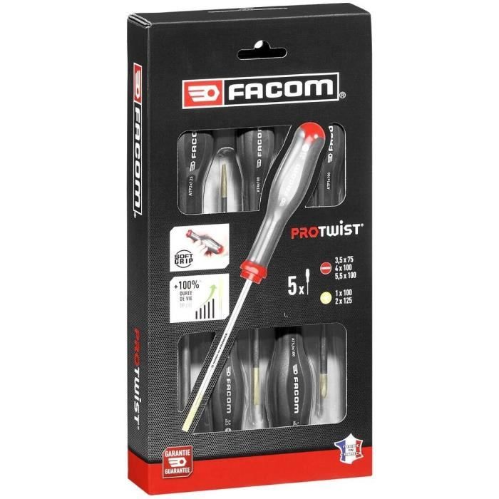 FACOM Protwist Screwdriver Set - AT.5PB (3 Slotted + 2 Pozidriv)