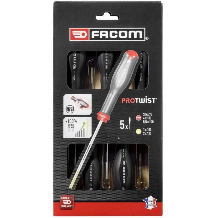 FACOM Protwist Screwdriver Set - AT.5PB (3 Slotted + 2 Pozidriv)