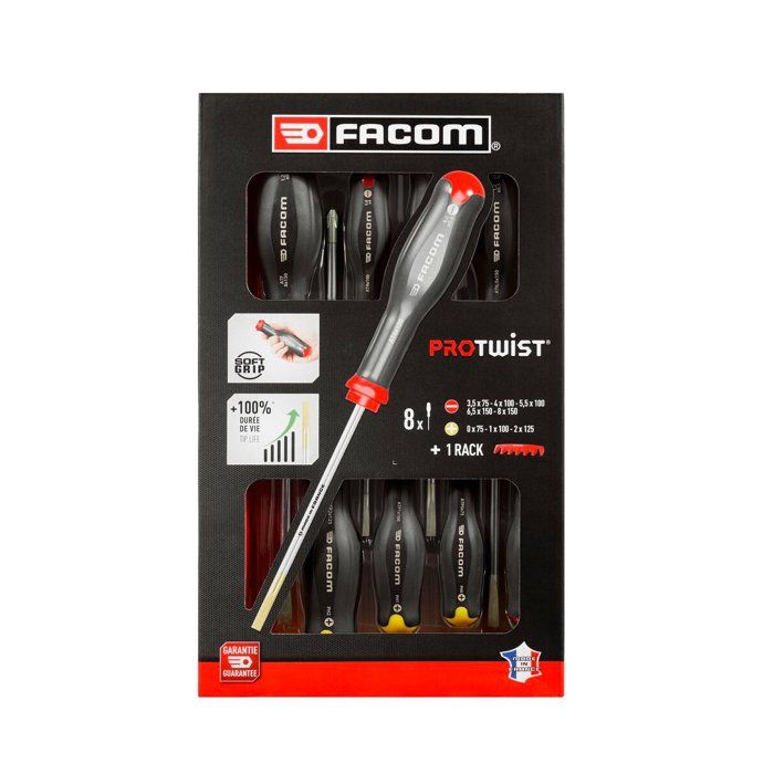 FACOM Protwist AT.8PB 8-Piece Screwdriver Set - Includes Slotted & Phillips® Screwdrivers 8-teilige