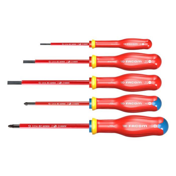 FACOM 5-Piece Insulated Screwdriver Set - AT5VE.PB - 1000V