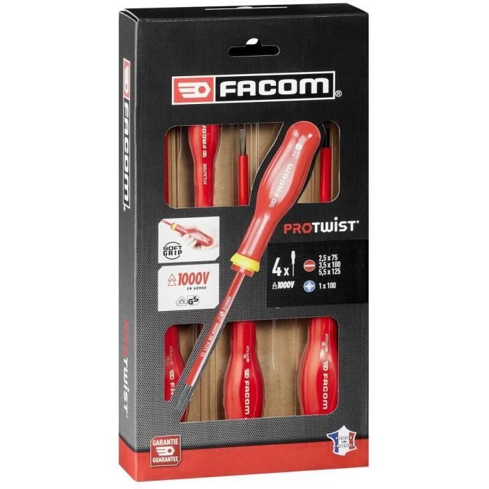 FACOM Insulated Screwdriver Set - 4 Pieces - 1000V - AT4VEPB