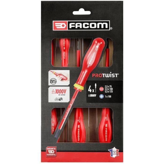 FACOM Insulated Screwdriver Set - 4 Pieces - 1000V - AT4VEPB