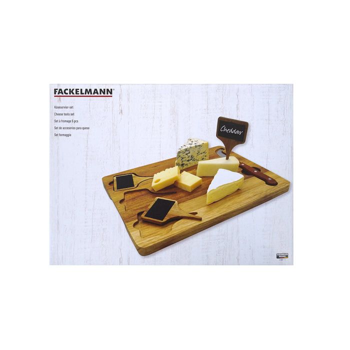 FACKELMANN Cheese Board - Slate + Cheese Knife - 32 x 23 cm - Wood