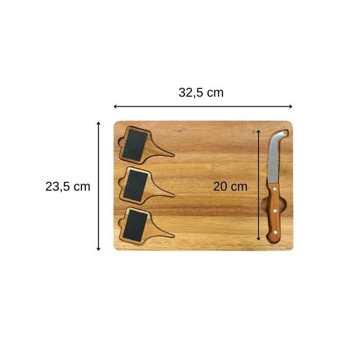 FACKELMANN Cheese Board - Slate + Cheese Knife - 32 x 23 cm - Wood