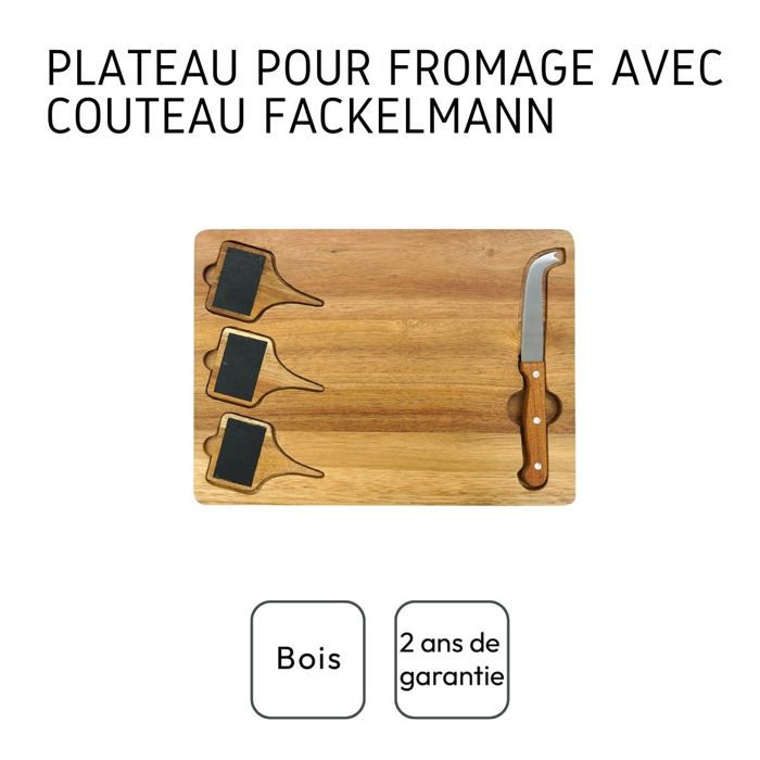 FACKELMANN Cheese Board - Slate + Cheese Knife - 32 x 23 cm - Wood