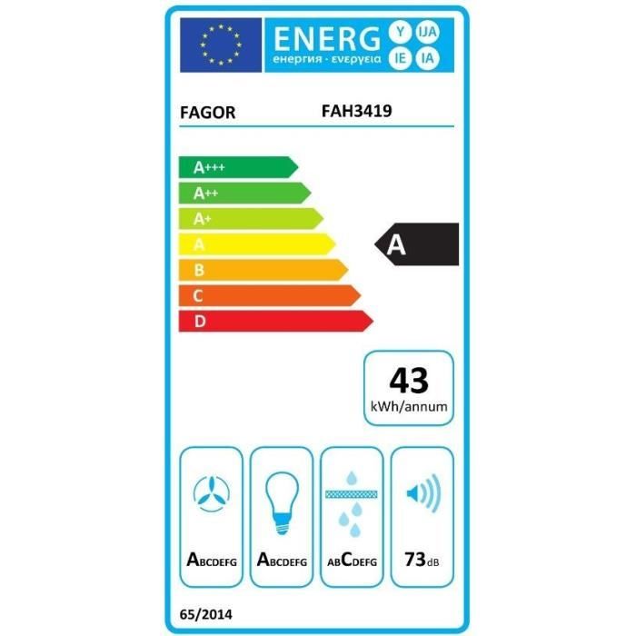 FAGOR Pyramid Cooker Hood - FAH3419 - 617 m³/h - 3 Speeds - LED Lighting