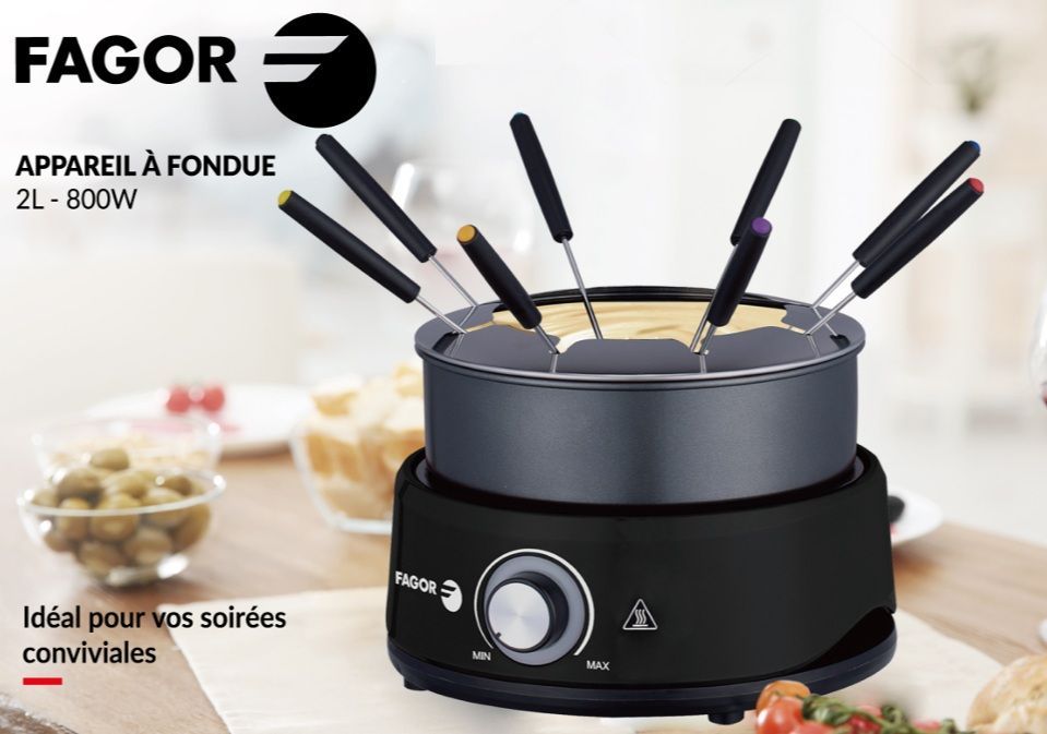 FAGOR Fondue Set - FGFD8 - 1.6 L - Serves 8 - Adjustable Thermostat - 800W