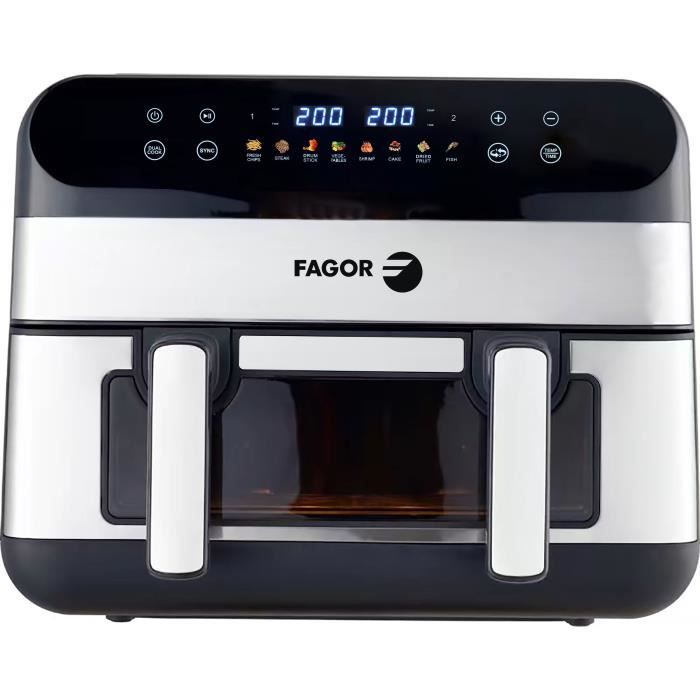 FAGOR Airfryer FGF10 - 10 L Capacity - 2400W - Dual Cooking - 8 Programs