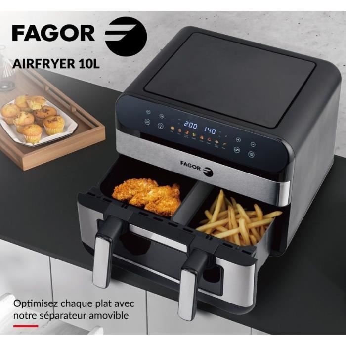 FAGOR Airfryer FGF10 - 10 L Capacity - 2400W - Dual Cooking - 8 Programs