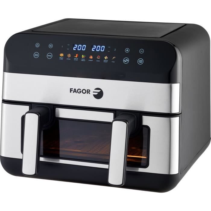 FAGOR Airfryer FGF10 - 10 L Capacity - 2400W - Dual Cooking - 8 Programs