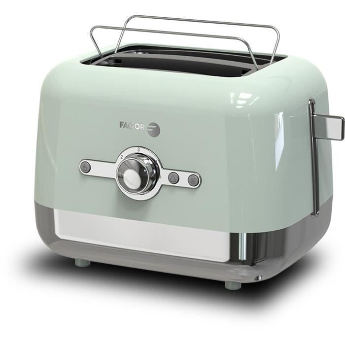 FAGOR Toaster - 730-870W - 2 Slots - Reheat, Cancel, Defrost Functions - FG1930 - Green