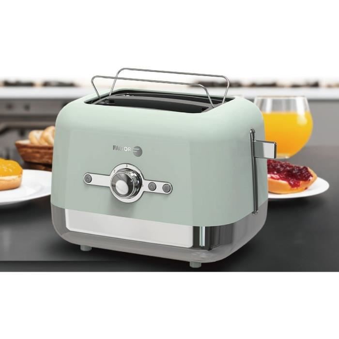 FAGOR Toaster - 730-870W - 2 Slots - Reheat, Cancel, Defrost Functions - FG1930 - Green