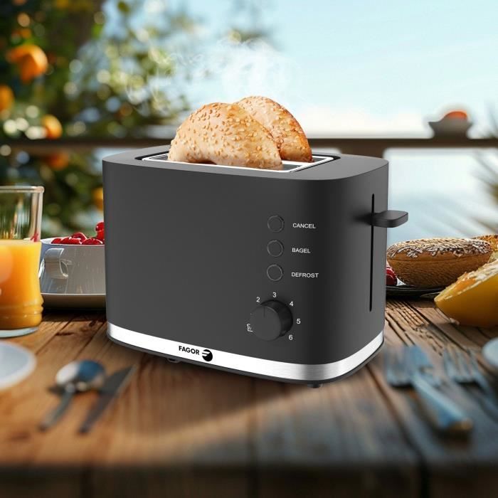 FAGOR Toaster - 730-870W - 2 Slots - Bagel, Reheat, Cancel, Defrost Functions - FG250