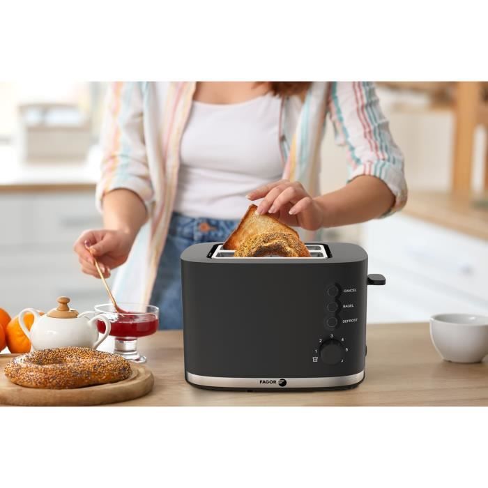 FAGOR Toaster - 730-870W - 2 Slots - Bagel, Reheat, Cancel, Defrost Functions - FG250
