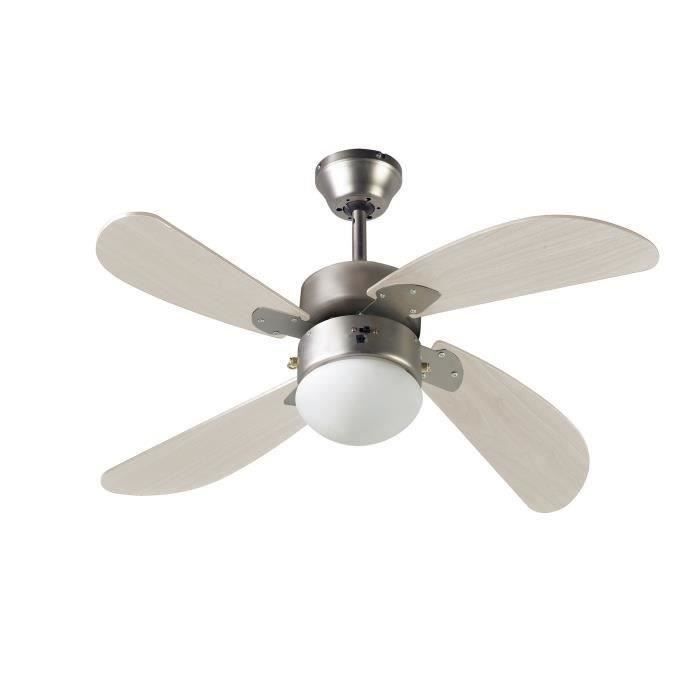 FARELEK BERMUDES - Ceiling Fan Ø107cm - Reversible - 4 Light Oak Blades + 60W E27 Globe Light