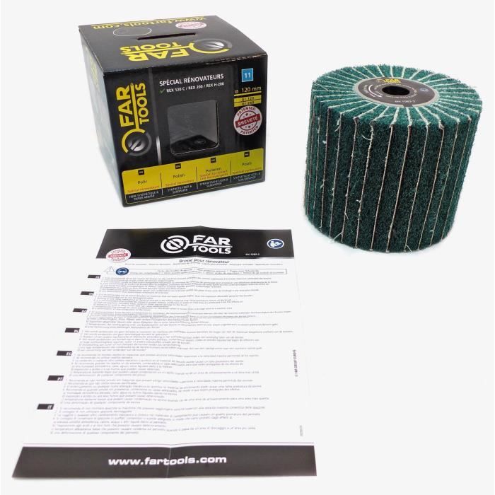 FARTOOLS Synthetic Fiber Brush with Abrasive Strips Ø120mm/L100mm Grit A240/A120