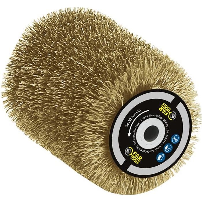 FARTOOLS - Brass Wire Brush 0.3 mm Ø80mm for Stripping Wood, Metal or Stone