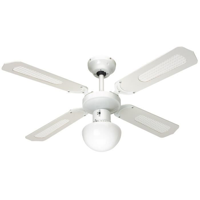 FARELEK BALI Ø 107 cm Reversible Ceiling Fan, 4 White Blades + Lighting