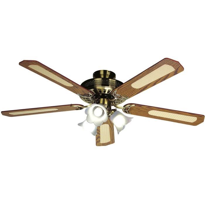 FARELEK BALEARES Ø 132 cm Reversible Ceiling Fan, 5 Walnut Blades + Lighting E27