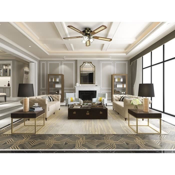 FARELEK BALEARES Ø 132 cm Reversible Ceiling Fan, 5 Walnut Blades + Lighting E27