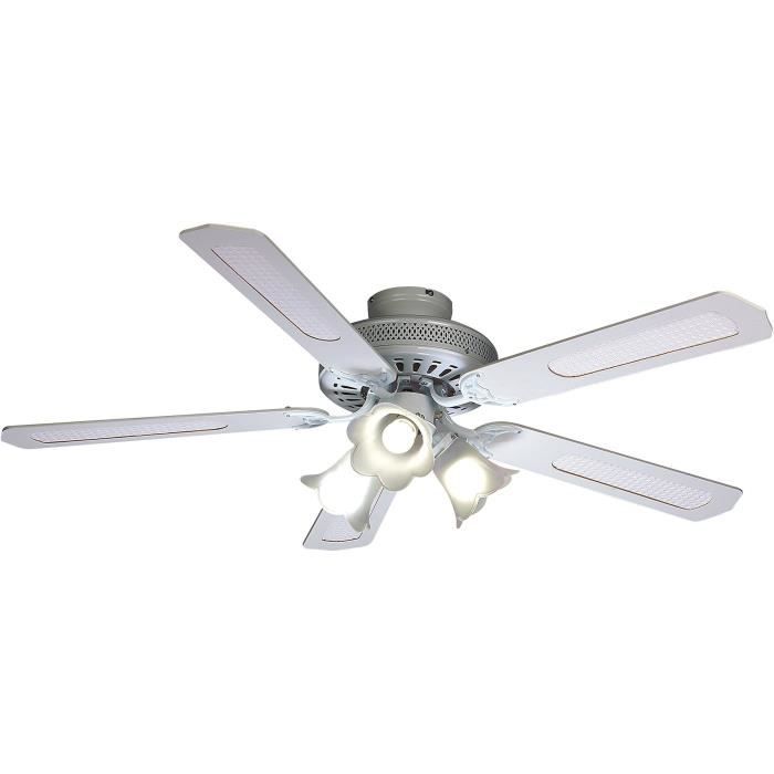 FARELEK BALEARES Ø 132 cm Reversible Ceiling Fan, 5 White Blades + Lighting