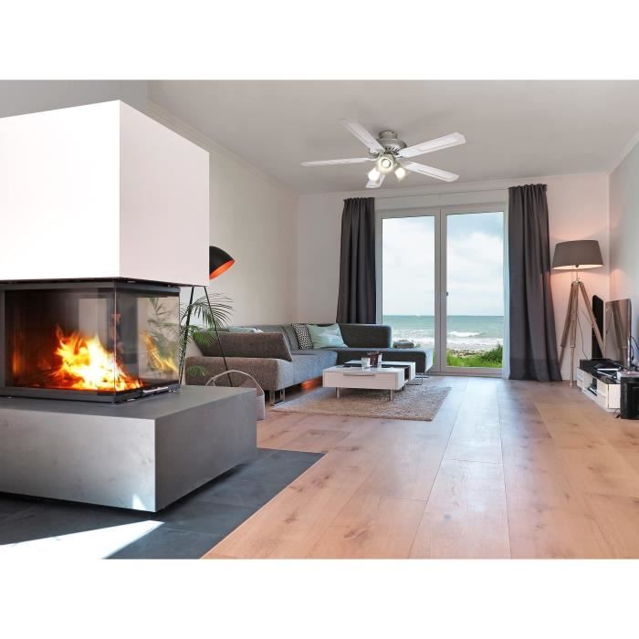 FARELEK BALEARES Ø 132 cm Reversible Ceiling Fan, 5 White Blades + Lighting