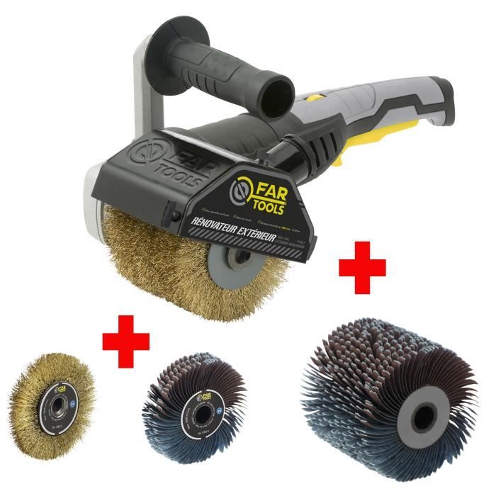 FARTOOLS REX120C Exterior Renovator Pack with Precision Metal Brush and Abrasive Strap Brush