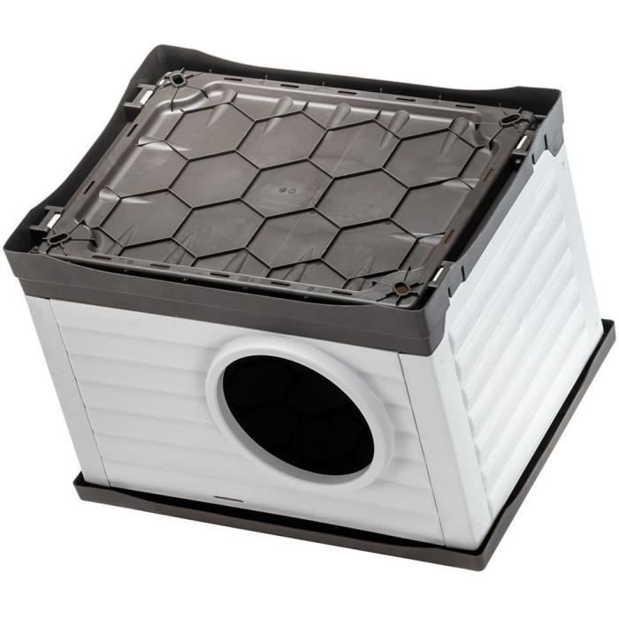 FERPLAST Petvilla 60 Outdoor Dog House - 54 x 43 x 38.5 cm - White/ Grey