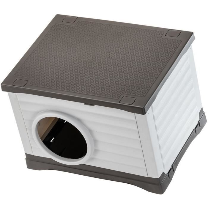 FERPLAST Petvilla 60 Outdoor Dog House - 54 x 43 x 38.5 cm - White/ Grey