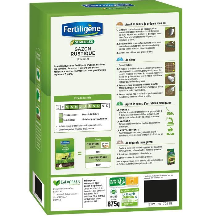 FERTILIGENE Universal Rustic Lawn - 875 g - Ideal for All Terrain
