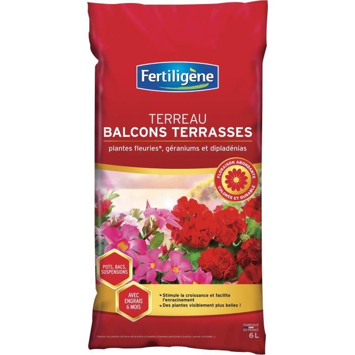 FERTILIGeNE Potting Soil for Balconies and Terraces 6 L - Ideal for Flowering Plants
