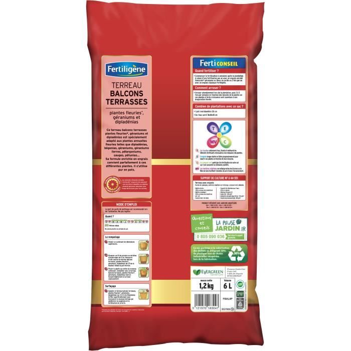 FERTILIGeNE Potting Soil for Balconies and Terraces 6 L - Ideal for Flowering Plants