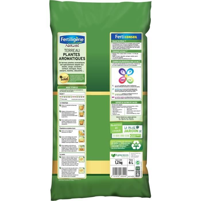 FERTILIGENE Potting Soil for Aromatic Plants 6 L - Special Mix for Herbs