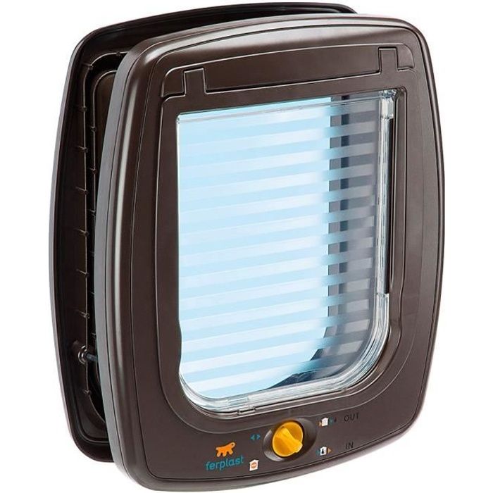 FERPLAST Swing Plastic Cat Flap - 26.2 x 10.2 x 31.2 cm - Brown - For Large Cats and Small Dogs
