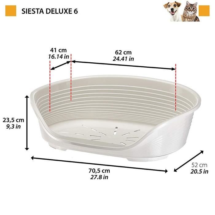 FERPLAST SIESTA DELUXE Dog Bed Size 6 - Black - 70.5 x 52 x 23 cm