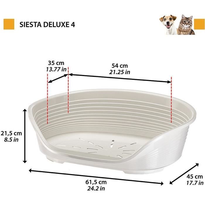 FERPLAST Siesta Deluxe Basket Size 4 - 61.5 x 45 x 21.5 cm - Burgundy Red