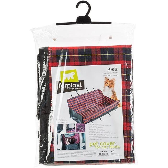 FERPLAST Car Seat Protector Cover - 140 x 50 x 60 cm - Black/ Red