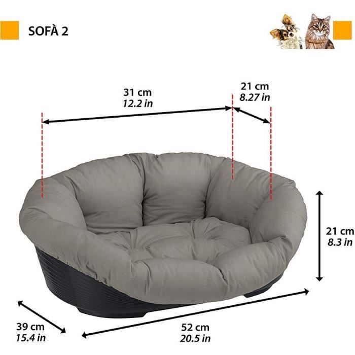 FERPLAST Grey Cushion Basket - Size S - 52x39x21 cm