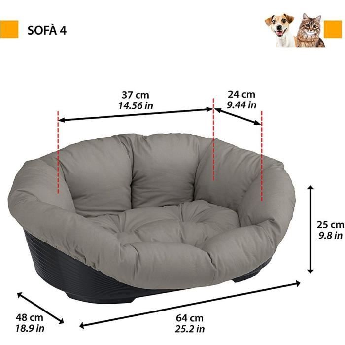 FERPLAST Grey Cushion Basket - Size M - 64 x 48 x 25 cm - Black