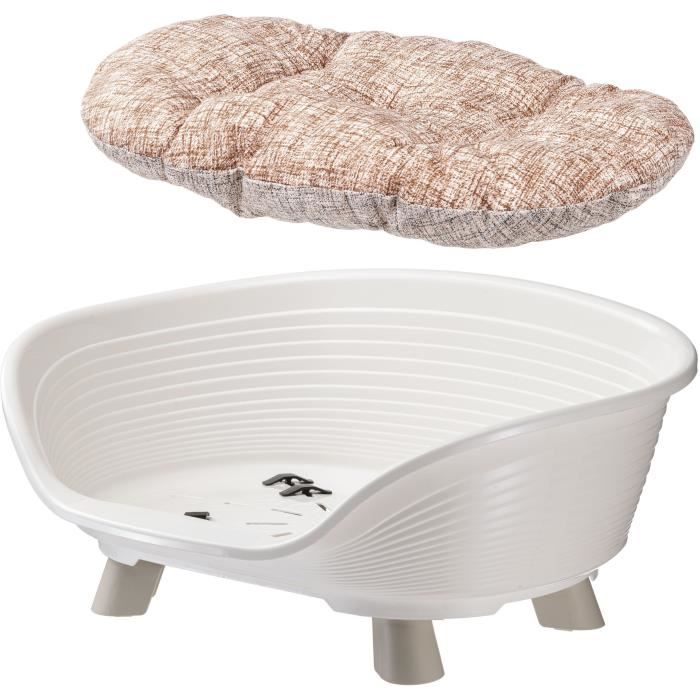 FERPLAST White Relaxation Cushion Basket - Size M - 64x48x25 cm