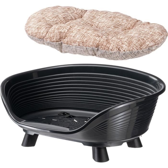 FERPLAST Black Relaxation Cushion Basket - Size M - 64x48x25 cm