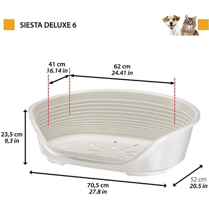 FERPLAST SIESTA DELUXE Dog Bed - Size 6 - 70.5 x 52 x 23 cm - Grey
