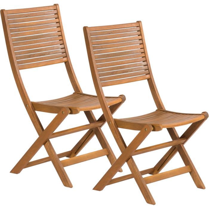Fieldmann Folding Chair Set of 2 - FDZN 4012-T - Tropical Acacia Wood - 110 kg Capacity