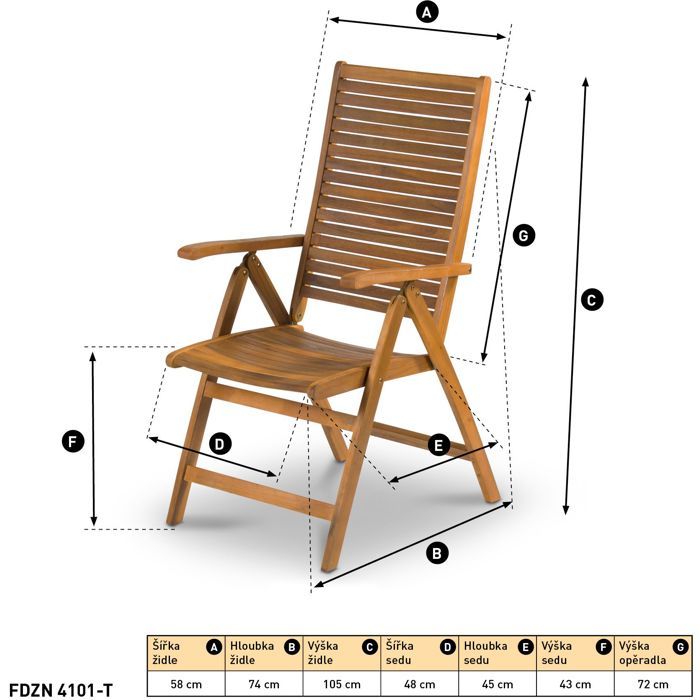 Fieldmann Adjustable Chair - FDZN 4101-T - Tropical Acacia Wood - 5-Position Backrest
