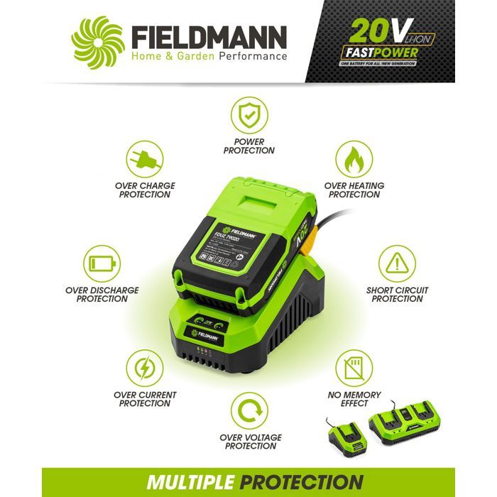 FIELDMANN Charger for 20V Battery - Charges 2Ah in 60 Min