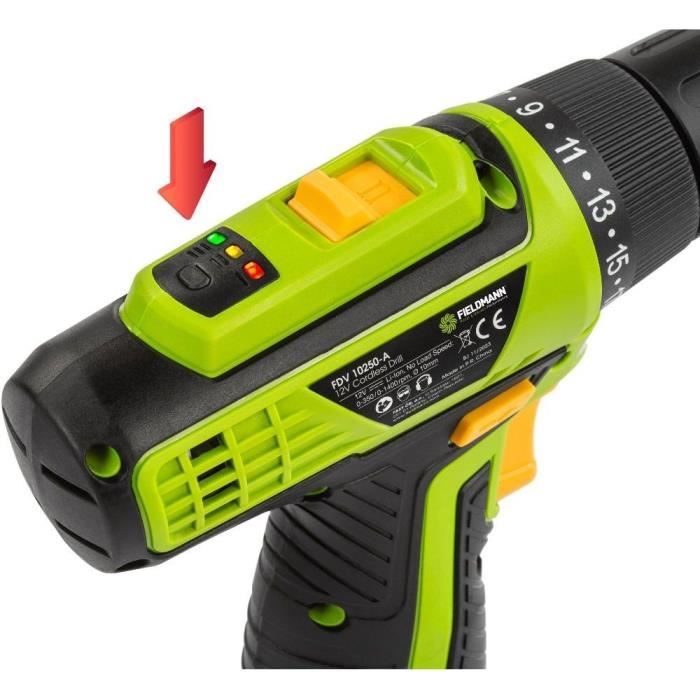 Fieldmann Cordless Drill - FDV 10250-A - 12V, 1500mAh Li-Ion, 10 mm Chuck