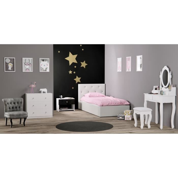 Commode OREGON 3 Tiroirs - Couleur blanc - L 72,4 x P 30,1 x H 68,3 cm