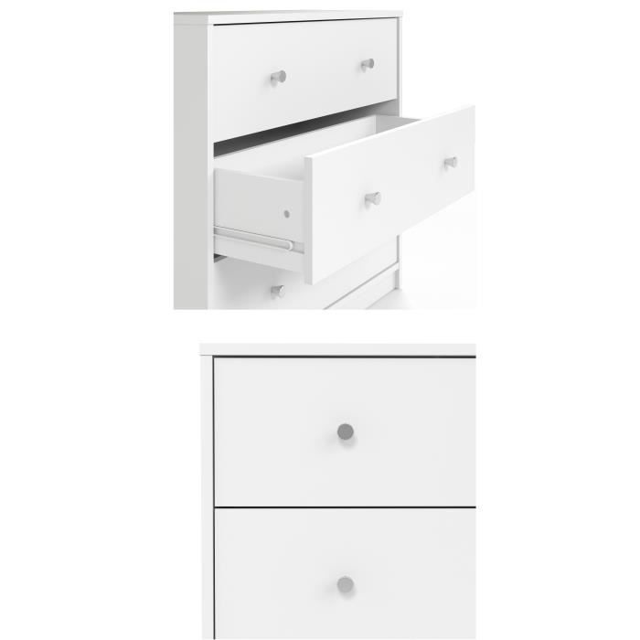 Commode OREGON 3 Tiroirs - Couleur blanc - L 72,4 x P 30,1 x H 68,3 cm