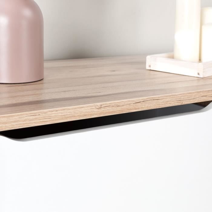 VANKKA 3-Drawer Chest - Oak & White Finish - Scandinavian Style - W80 x D42 x H86.3 cm
