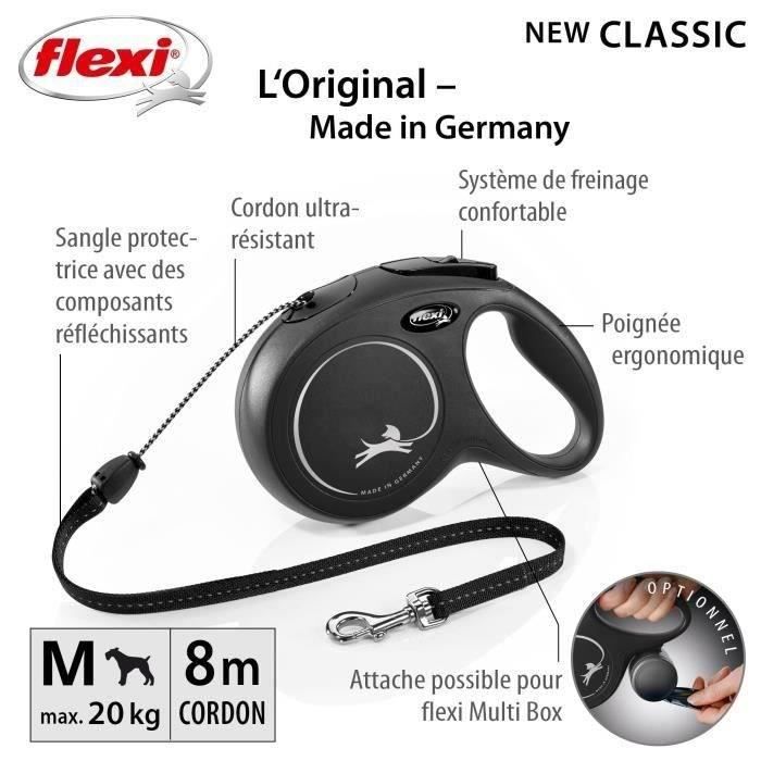 Flexi New Classic M Cord Leash 8 m Black for Dogs up to 20 kg - CL20C8-251-S-20